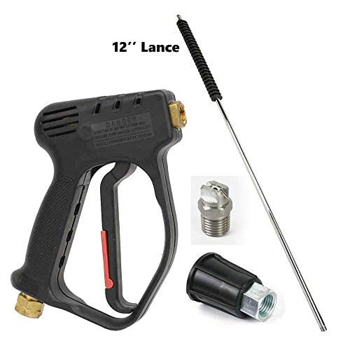 Pressure Washer Spray Gun 12" Lance with Molded Grip & 1/4" FNPT